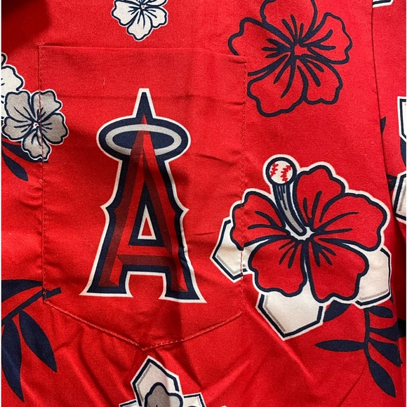 Angels Baseball, Hawaiian 🌺 Button Up Shirt 👕, One Size fits Most, NWOT - Picture 3 of 5